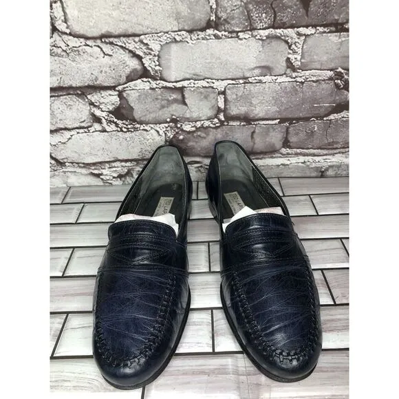 TED LAPIDUS Boutique Paris Blue Leather Dress Penny Loafers Men Sz 7.5M US/41EU