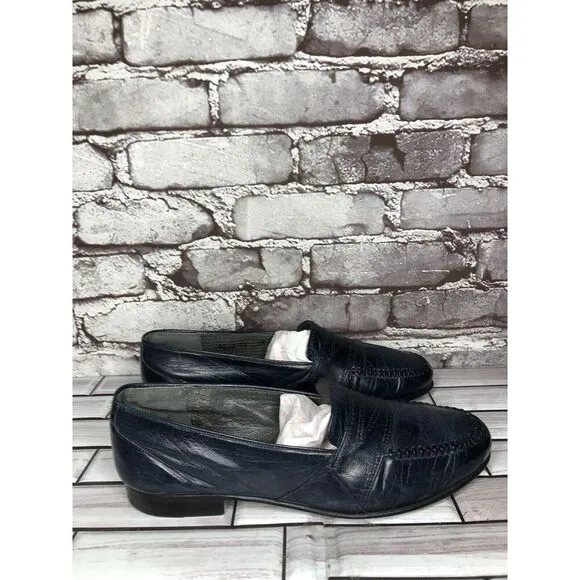 TED LAPIDUS Boutique Paris Blue Leather Dress Penny Loafers Men Sz 7.5M US/41EU