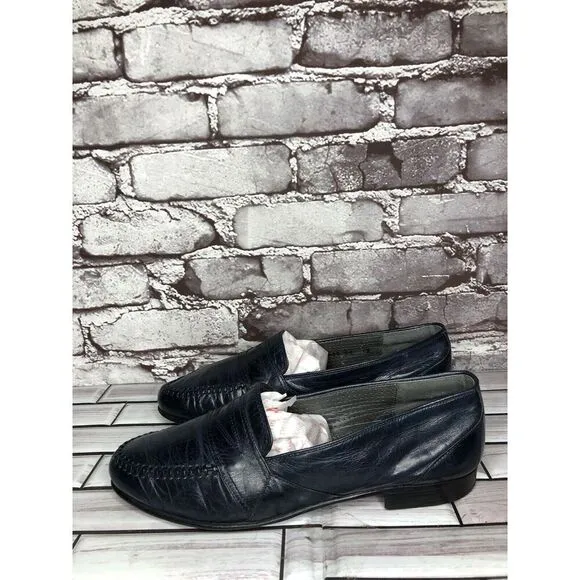 TED LAPIDUS Boutique Paris Blue Leather Dress Penny Loafers Men Sz 7.5M US/41EU