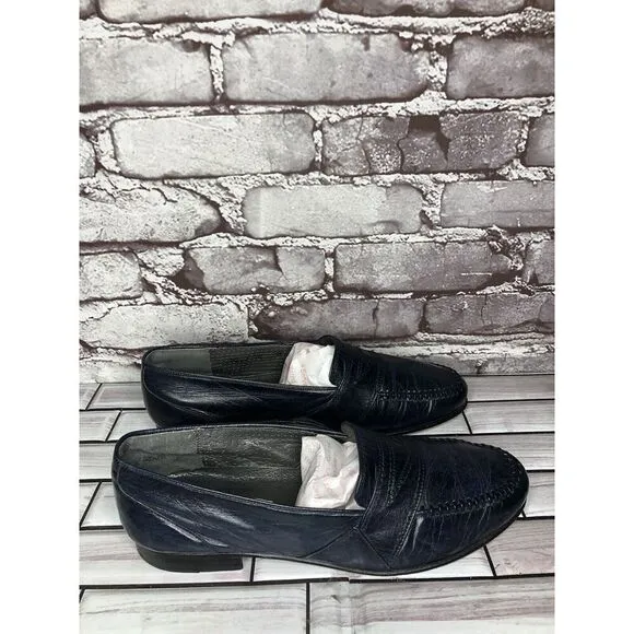 TED LAPIDUS Boutique Paris Blue Leather Dress Penny Loafers Men Sz 7.5M US/41EU