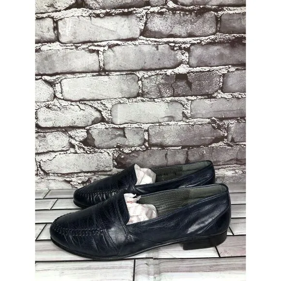 TED LAPIDUS Boutique Paris Blue Leather Dress Penny Loafers Men Sz 7.5M US/41EU