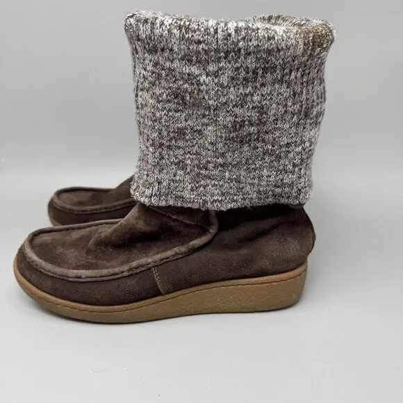 The North Face Alana Mid Knit Cuff Suede Winter Boots Size 7 Insulated