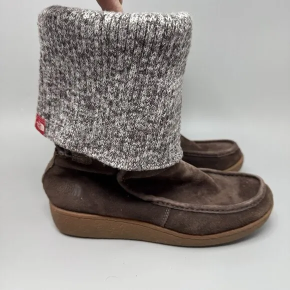 The North Face Alana Mid Knit Cuff Suede Winter Boots Size 7 Insulated