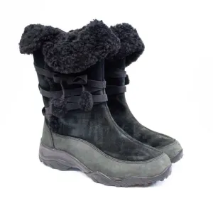 The North Face Black Suede Leather Boots, Insulated Winter Tall Boots Fo…