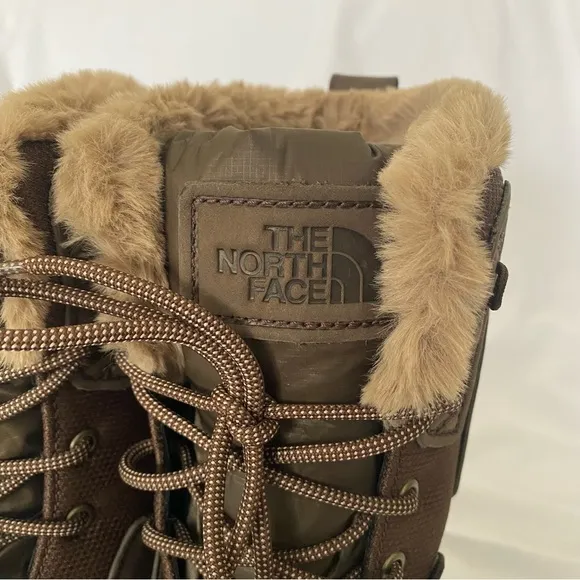 The North Face Faux Fur Waterproof Lace Up Winter Snow Boots Brown 7.5