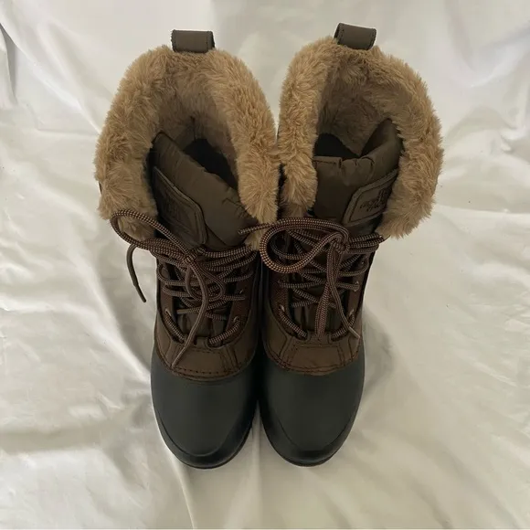 The North Face Faux Fur Waterproof Lace Up Winter Snow Boots Brown 7.5
