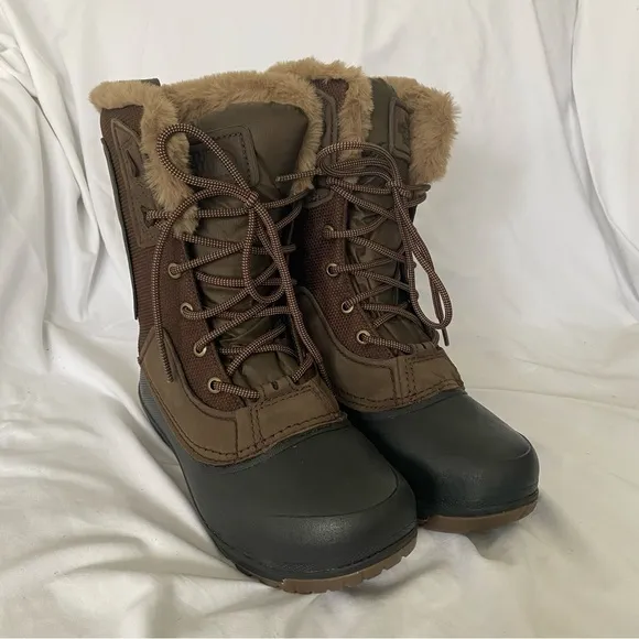 The North Face Faux Fur Waterproof Lace Up Winter Snow Boots Brown 7.5