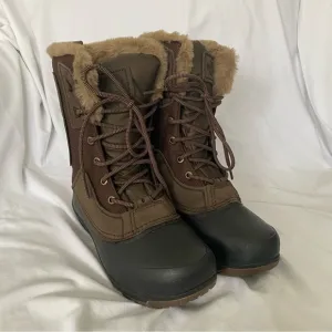 The North Face Faux Fur Waterproof Lace Up Winter Snow Boots Brown 7.5