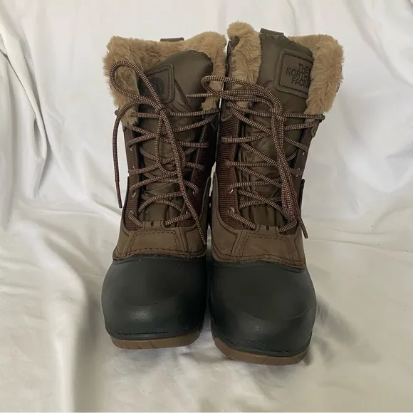The North Face Faux Fur Waterproof Lace Up Winter Snow Boots Brown 7.5
