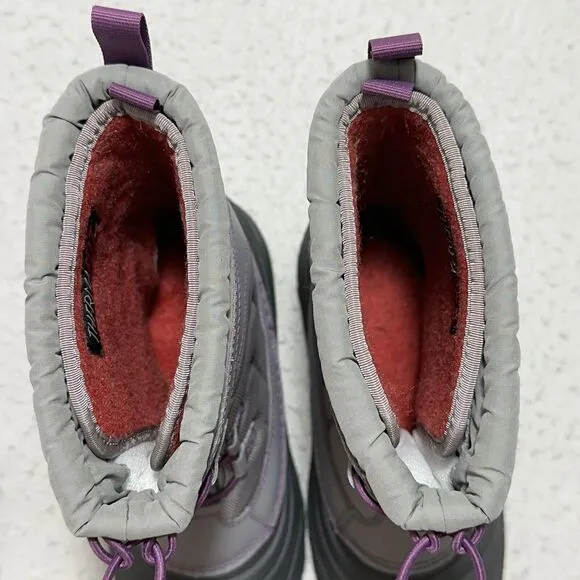 The North Face Girl’s 6 Alpenglow IV Snow Boots Gray   Purple Lace Up ThermaFelt