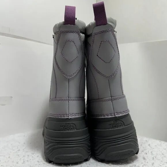 The North Face Girl’s 6 Alpenglow IV Snow Boots Gray   Purple Lace Up ThermaFelt