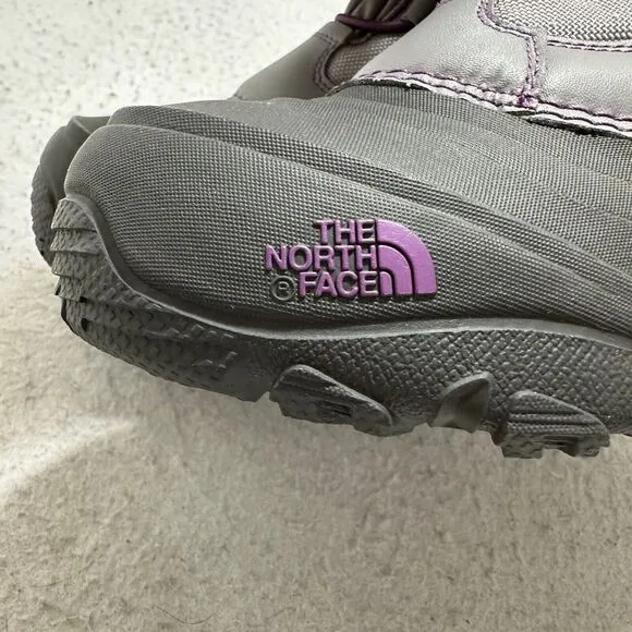 The North Face Girl’s 6 Alpenglow IV Snow Boots Gray   Purple Lace Up ThermaFelt