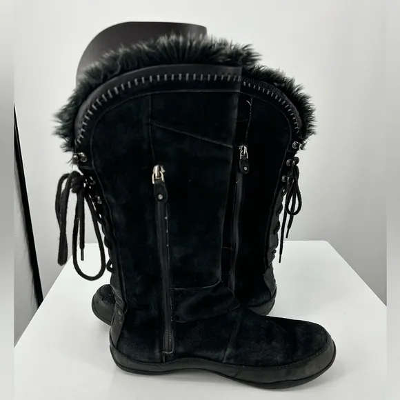 The North Face Womens Winter Boots Janey Black Size 11 Tall Mid Calf Primaloft