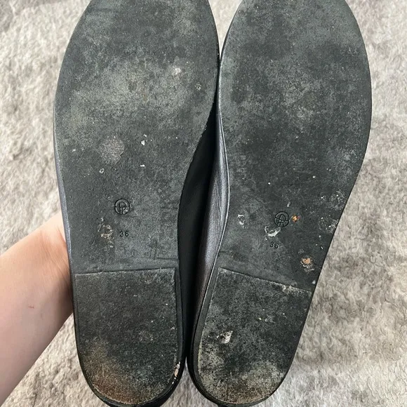 The Row Black Leather Minimalist Flats