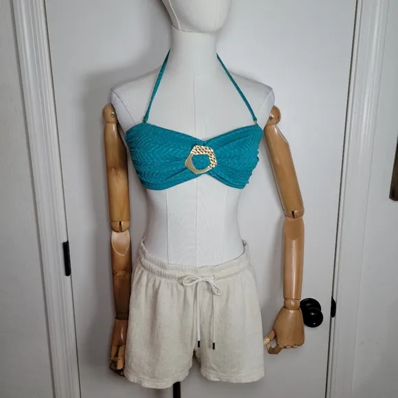 Theory Linen Blend Oatmeal Summer Shorts Size M Lightweight &amp; Chic