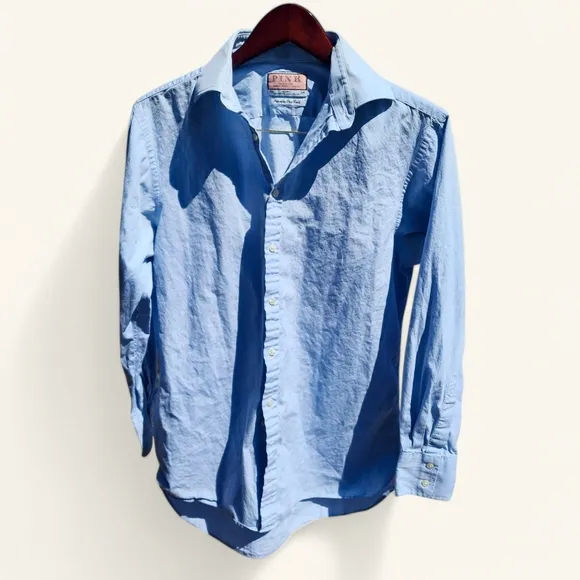 Thomas Pink Pale Blue &amp; White Prince of Wales Check Dress Shirt – Size 39/86 cm