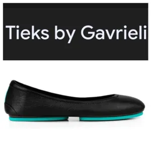 TIEKS BY GAVRIELI Navy Blue Ballet Flats With Turquoise Sole &amp; Accent