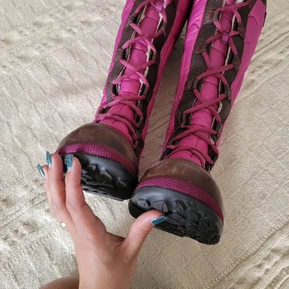 Timberland Crystal Mountain Leather Puffer Fur Lace Up High Snow Boots size 8
