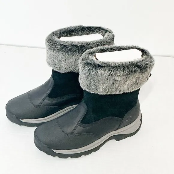 Timberland NWB Sz 8 Jet Black White Ledge Mid PrimaLoft Pull-On Snow Boots
