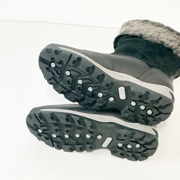 Timberland NWB Sz 8 Jet Black White Ledge Mid PrimaLoft Pull-On Snow Boots