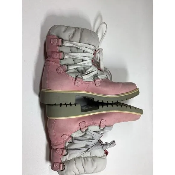 Timberland Pink Boots  Womens Leather Work Winter Warm Laced 650 Insulated Flaw