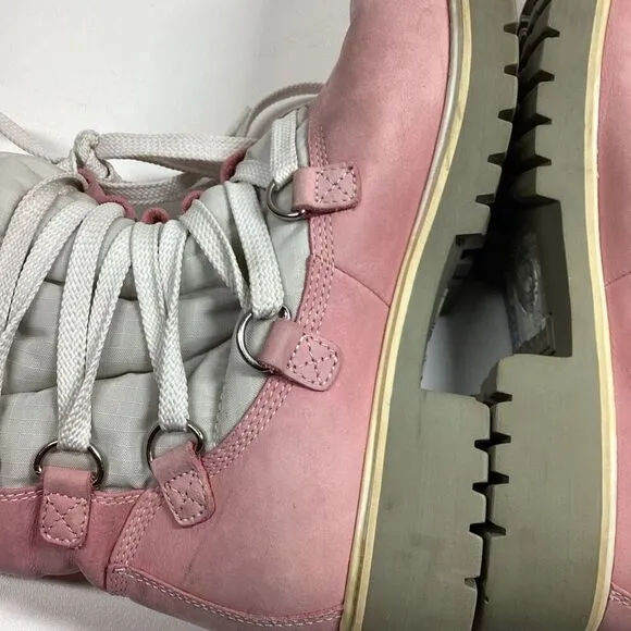 Timberland Pink Boots  Womens Leather Work Winter Warm Laced 650 Insulated Flaw