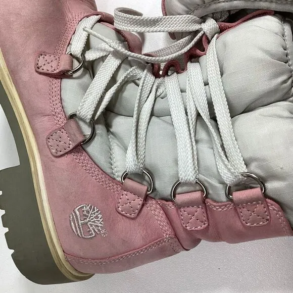 Timberland Pink Boots  Womens Leather Work Winter Warm Laced 650 Insulated Flaw