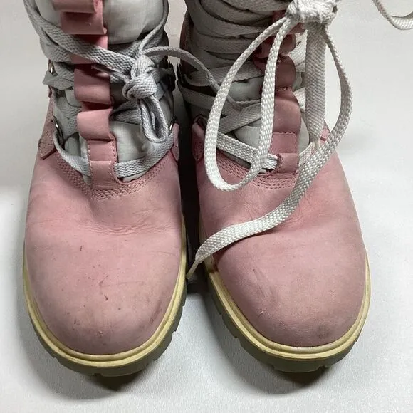 Timberland Pink Boots  Womens Leather Work Winter Warm Laced 650 Insulated Flaw