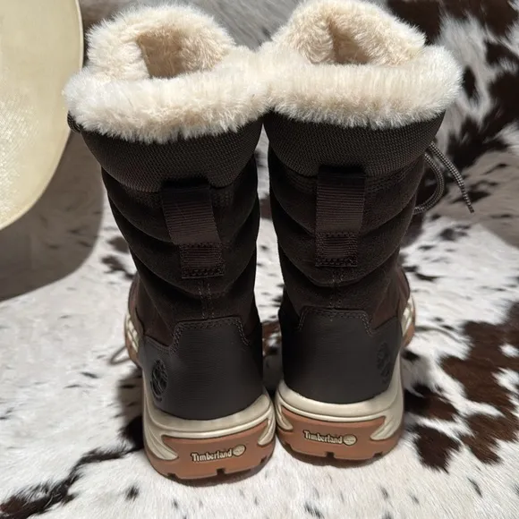 Timberland White Ledge Tall Lace-Up Waterproof Snow Boots Brown SZ 8.5 A14