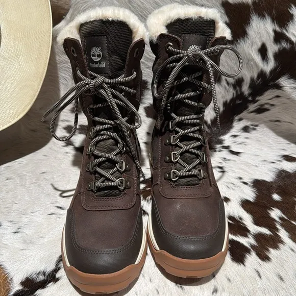 Timberland White Ledge Tall Lace-Up Waterproof Snow Boots Brown SZ 8.5 A14