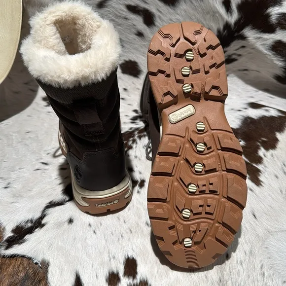 Timberland White Ledge Tall Lace-Up Waterproof Snow Boots Brown SZ 8.5 A14