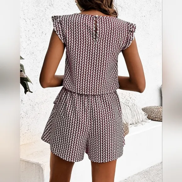 Timeless Tones Shorts Set - Burgundy