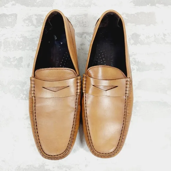 To Boot New York Adam Derrick Brown Leather Slip On Loafers V499