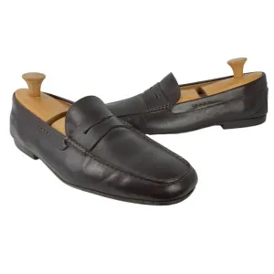 TODs Chocolate Brown Leather Dress Penny‎ Loafers
