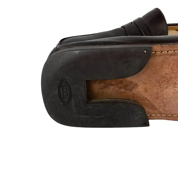 TODs Chocolate Brown Leather Dress Penny‎ Loafers
