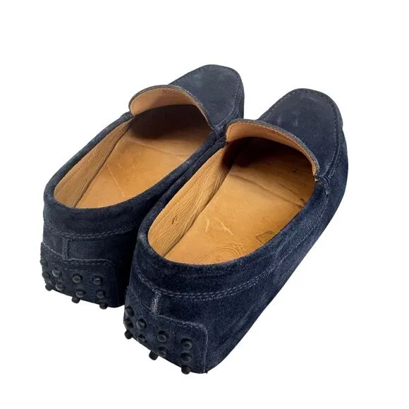 Tod's Classic Driving Loafers Navy Blue Gommino Size 9.5 Suede