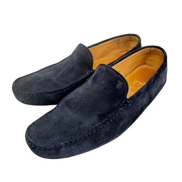 Tod's Classic Driving Loafers Navy Blue Gommino Size 9.5 Suede