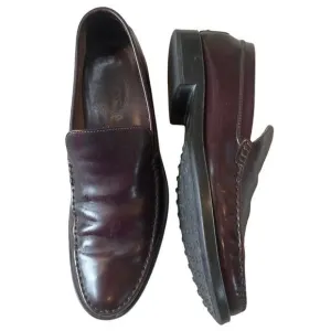 TODS Classic Slip On Signature Sole Dress Loafer Cordovan Brown Burgundy EUC 10