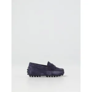 Tod's Gommino Suede Loafers Pebble Sole Kids Blue Footwear