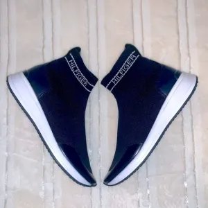 Tommy Hilfiger Athletic High-Top Sock Sneakers (Navy Blue)