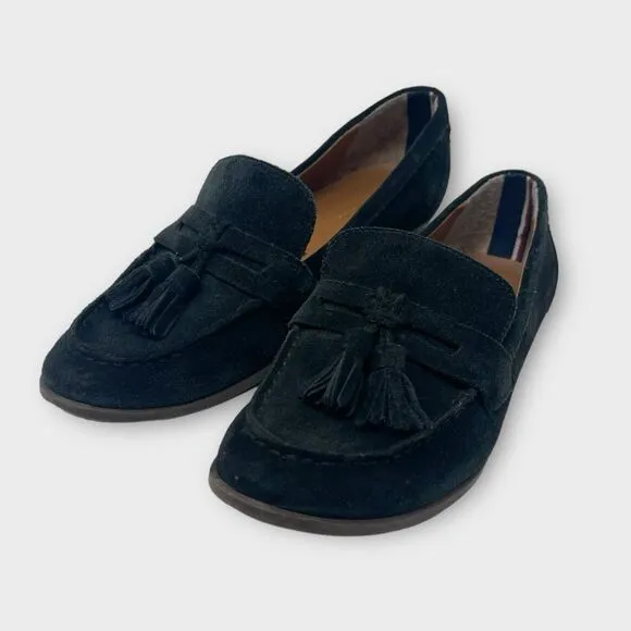Tommy Hilfiger Black Suede Loafer Sz 8 Office Pretty Preppy Core