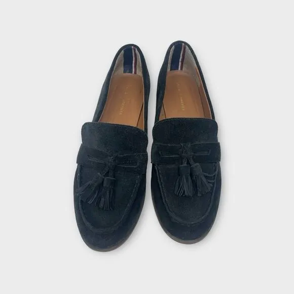 Tommy Hilfiger Black Suede Loafer Sz 8 Office Pretty Preppy Core