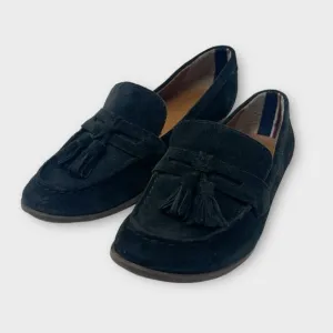 Tommy Hilfiger Black Suede Loafer Sz 8 Office Pretty Preppy Core