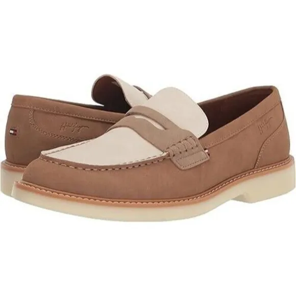 Tommy Hilfiger Men's  Sector Slip on Penny Loafers, Natural White, 10M