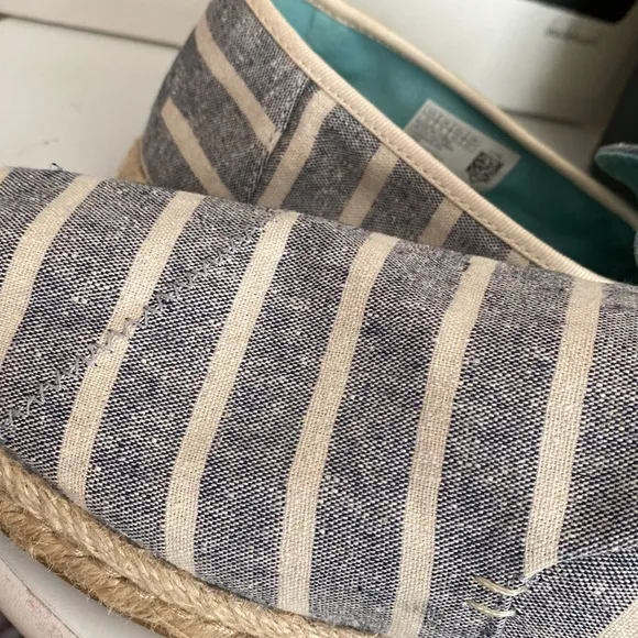 🤍💙Toms Alpargata Rope Espadrilles Navy Stripe Blue 🤍💙Size 10