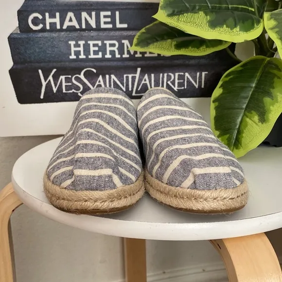 🤍💙Toms Alpargata Rope Espadrilles Navy Stripe Blue 🤍💙Size 10