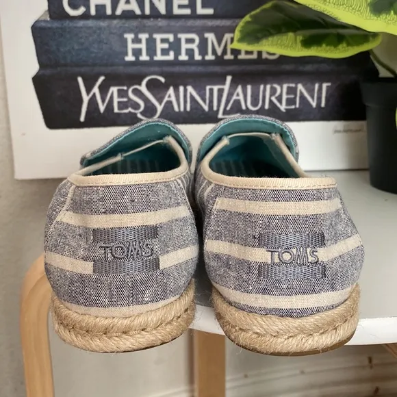 🤍💙Toms Alpargata Rope Espadrilles Navy Stripe Blue 🤍💙Size 10