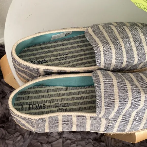 🤍💙Toms Alpargata Rope Espadrilles Navy Stripe Blue 🤍💙Size 10