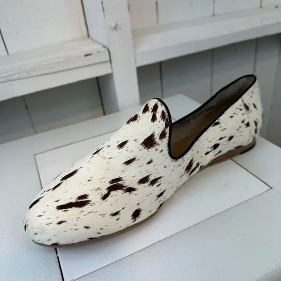 TOMS Darcy Slip On Brown Birch Spotted Cow Hair Women’s Size 10 Loafers New