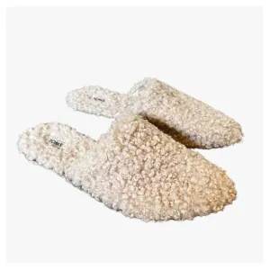 Toms Shearling Pointed Toe Mule Flats Cream 9